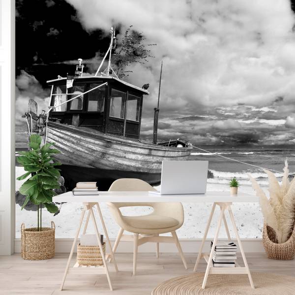 Fototapete Boot Strand Meer Natur 350 x 256 x 256 cm