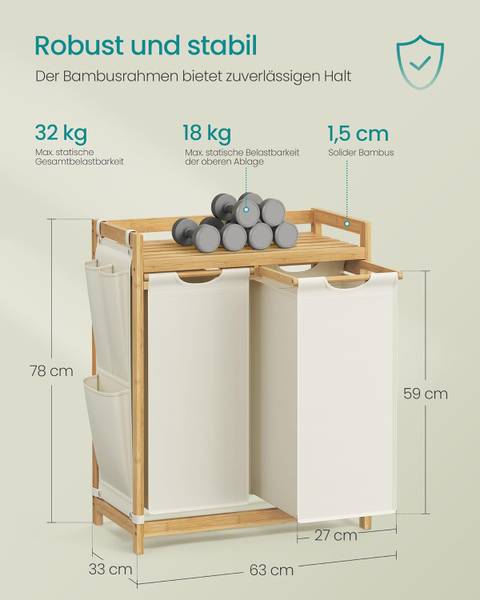 Wäschekorb 100731 Weiß - Holzverbundwerkstoff - 87 x 35 x 12 cm