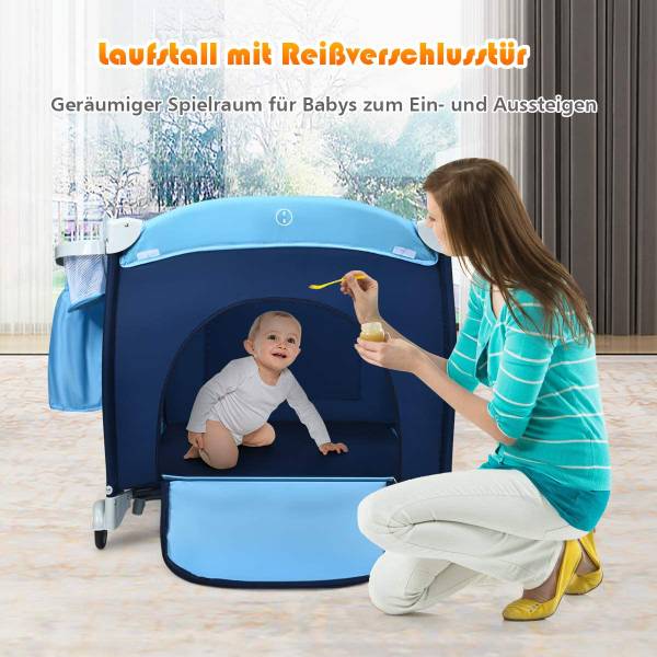 4 in 1 klappbares Reisebett Blau - Textil - 60 x 76 x 120 cm