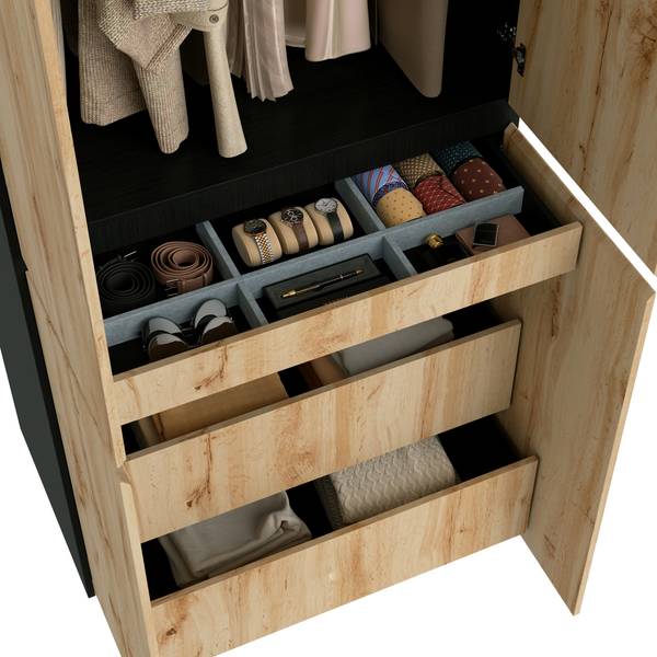 Kleiderschrank NATSHUAN148 Ⅴ Braun - Holzwerkstoff - 180 x 200 x 50 cm