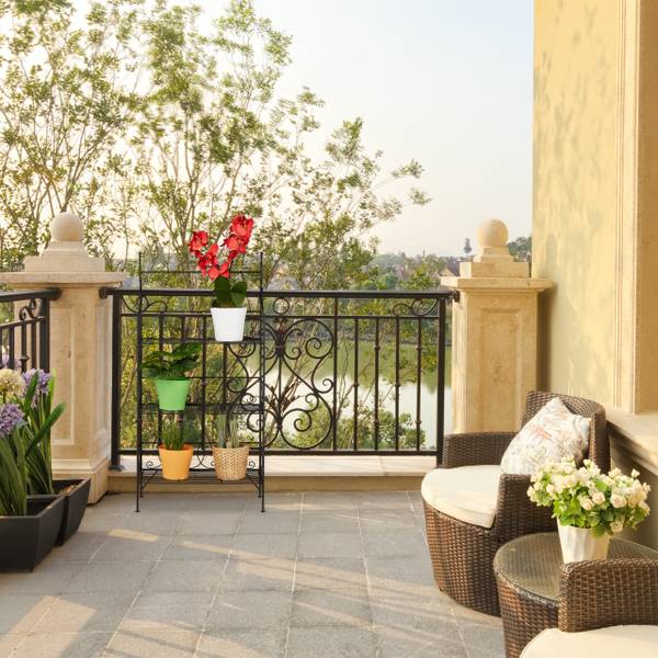 Blumenregal Metall klappbar Schwarz - Eisen - 50 x 100 x 25 cm