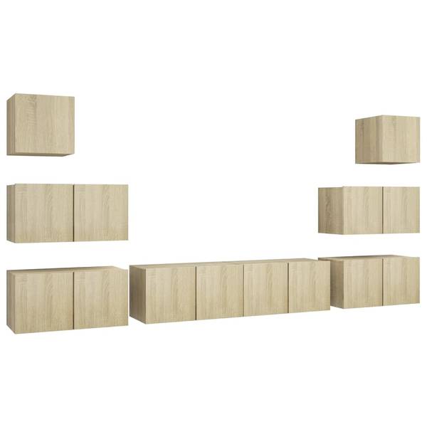 TV-Schrank 8er Set D920 Braun - Holzwerkstoff - 30 x 30 x 60 cm