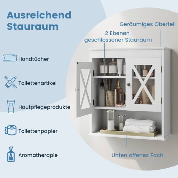 Badezimmerschrank NM0397ITDE Weiß - Holzwerkstoff - 20 x 60 x 54 cm