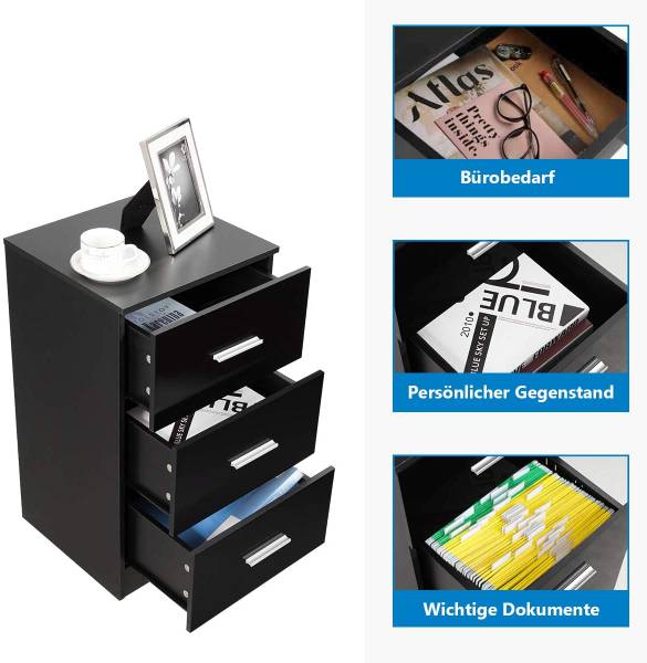 2er-Set Aktenschrank Schwarz - Holzwerkstoff - 34 x 67 x 37 cm
