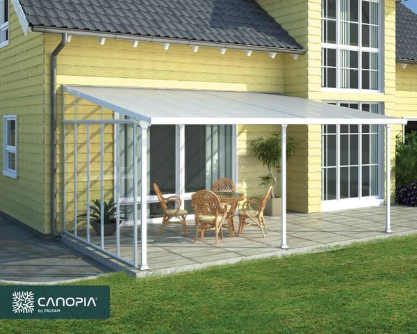 Zubehör Terrasse Seitenwand Weiß - Metall - 7 x 305 x 319 cm