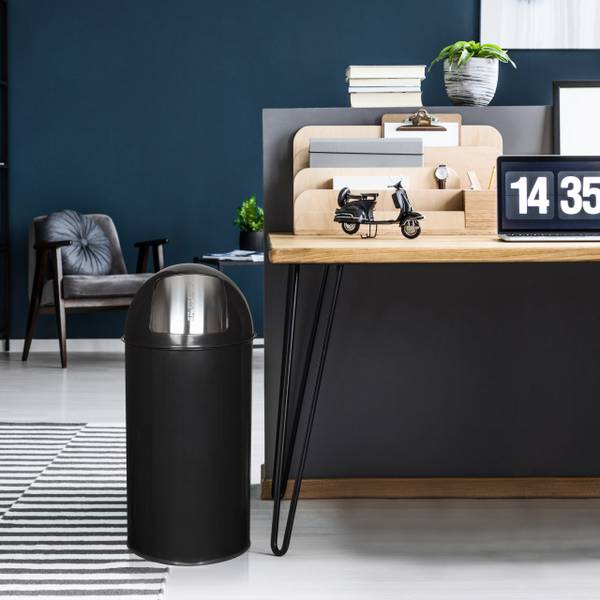 Mülleimer PUSH 50L Schwarz - Stahl - 35 x 74 x 35 cm