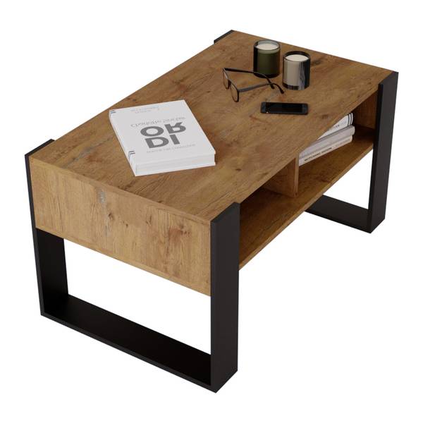 Couchtisch KORA 92 Schwarz - Braun - Holzwerkstoff - 92 x 45 x 54 cm