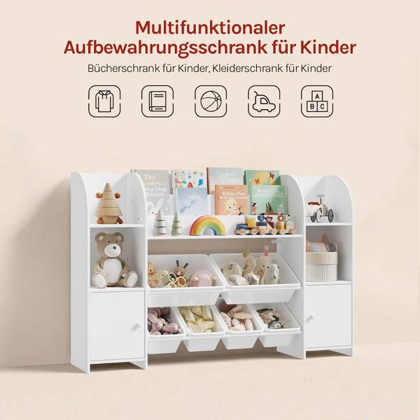 Kinderregal BV-001 Weiß - Holzwerkstoff - Kunststoff - 136 x 90 x 30 cm