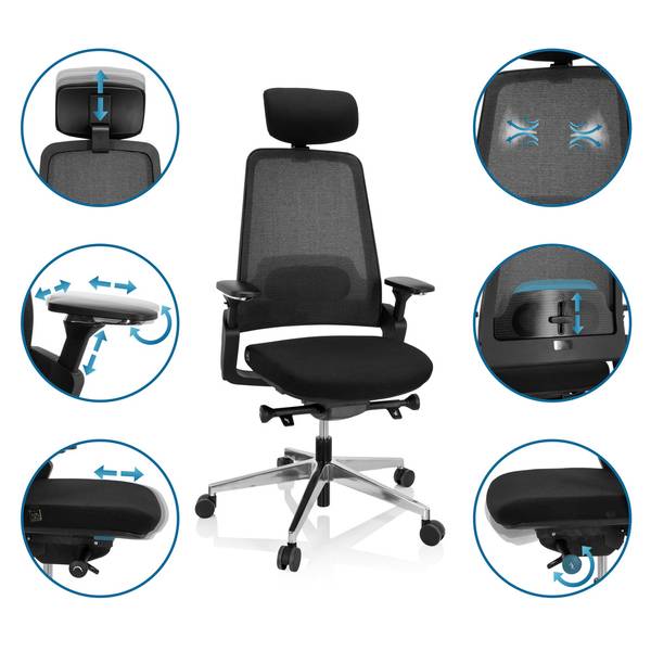 Bürostuhl BRACIO Schwarz - Polyester - 62 x 138 x 58 cm