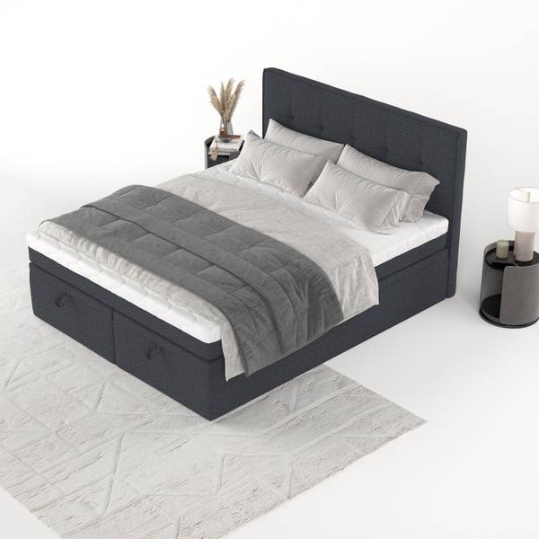 Boxspringbett ARIVO mit Stauraum Riva Anthrazit - Liegefläche Breite: 200 cm