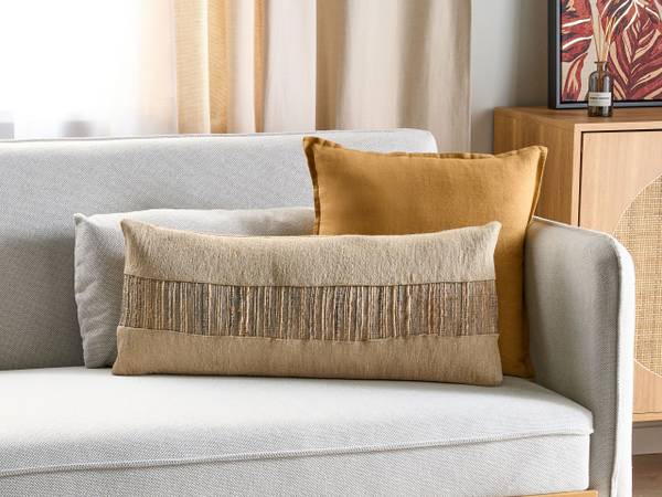 Coussin décoratif LUINA Beige - Fibres naturelles - 30 x 10 x 70 cm