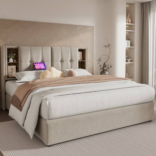 Polsterbett WireLessLade Ⅱ+ Beige - Liegefläche Breite: 140 cm