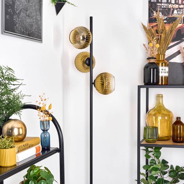Stehlampe Cesaro Gold - Aluminium - Klarglas - 36 x 160 x 95 cm