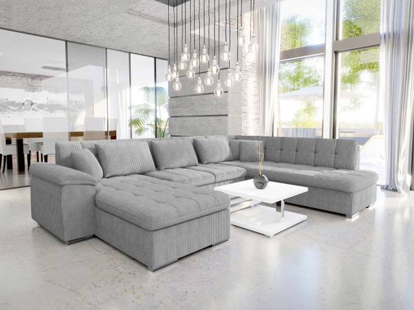 Wohnlandschaft Niko Cord Grau - Ecke davorstehend links