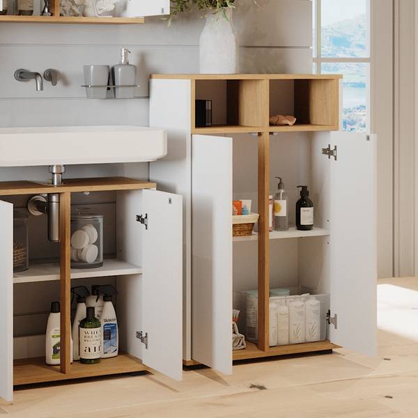 Meuble salle de bain Didi 47669 Blanc - Bois manufacturé - 60 x 97 x 30 cm