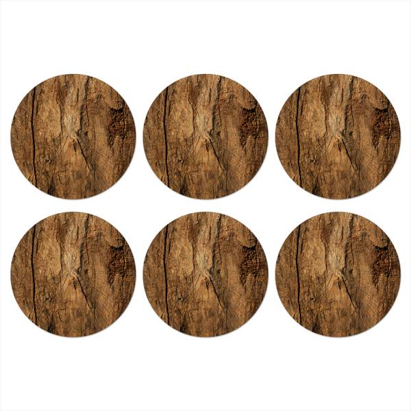 GLASUNTERSETZER Holz-Optik 6er-Set Braun - Kork - 10 x 1 x 10 cm