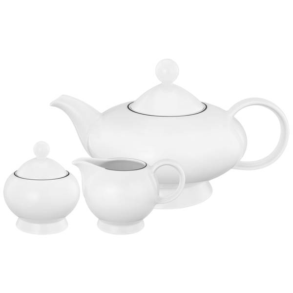Teekannen-Set Lido Black Line 3-teilig Weiß - Porzellan - 2 x 2 x 2 cm