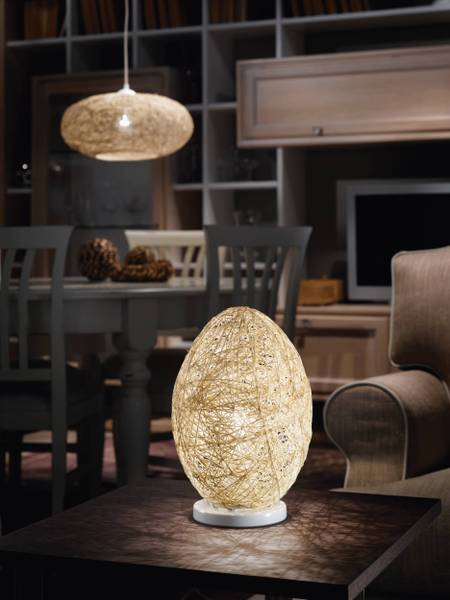 Luminaires suspendus CAMPILO Tissu mélangé / Matière plastique - 1 ampoule - Blanc