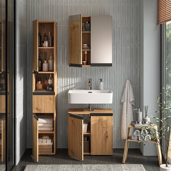 Badmöbel-Set Torren 59595 3er Set Braun - Holzwerkstoff - 60 x 58 x 35 cm
