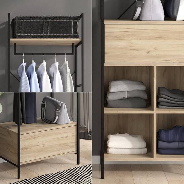 Garderobeset Enya 54349 bruin - plaatmateriaal op houtbasis - 60 x 180 x 40 cm