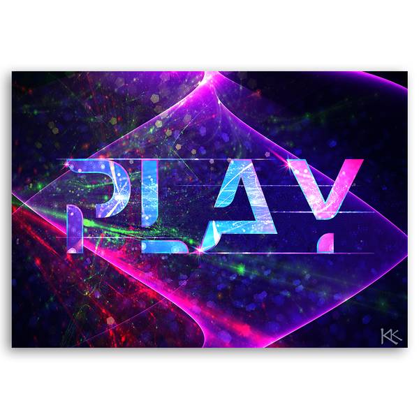 Wandbild aufschrift „play” abstraktion 90 x 60 cm