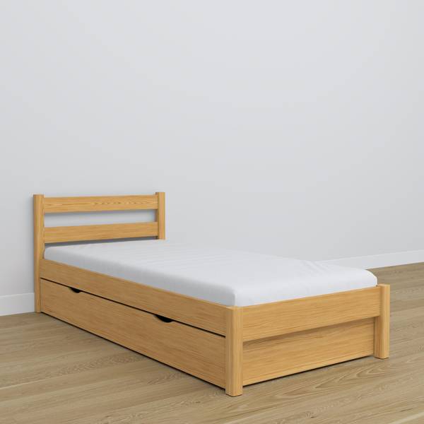 Einzelbett N01 mit Schublade Braun - 128 x 198 cm