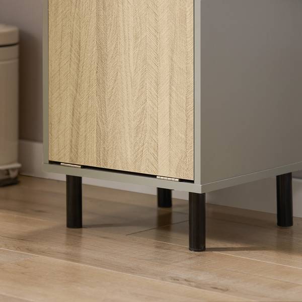 Linnenkast met waszak BZR132-NG bruin - grijs - plaatmateriaal op houtbasis - metaal - 32 x 86 x 30 cm