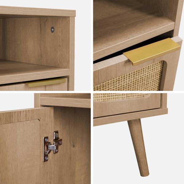 Nachttisch Eva Beige - Holz teilmassiv - 39 x 70 x 40 cm