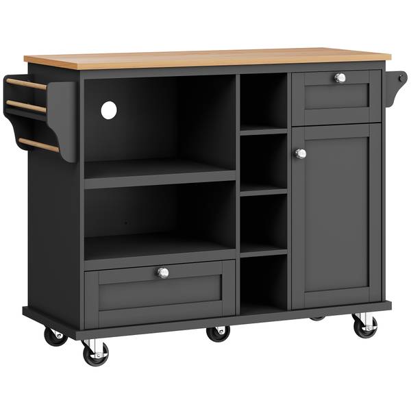 Kücheninsel Hestia Ⅵ Schwarz - Braun - Holzwerkstoff - Metall - 46 x 96 x 129 cm