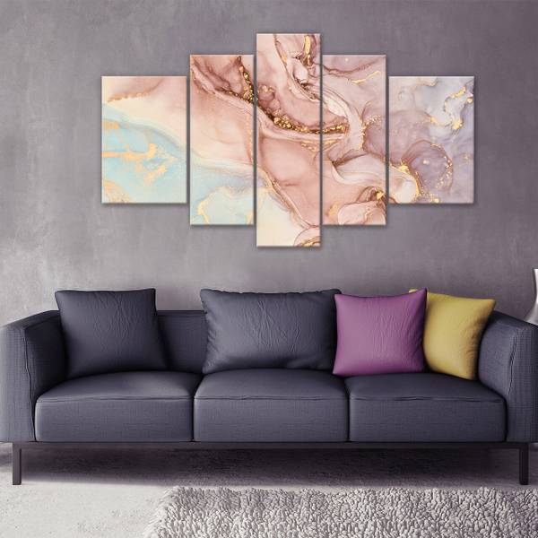 Leinwandbild SET Marmor Gold Wohnzimmer Holzwerkstoff - Textil - 170 x 100 x 2 cm