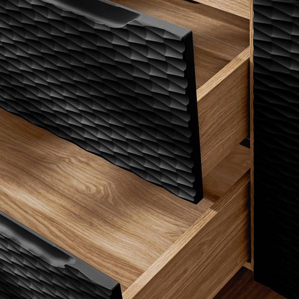 Badmöbel-Set OLUO-56-2 4er-Set Schwarz - Holzwerkstoff - 170 x 200 x 46 cm