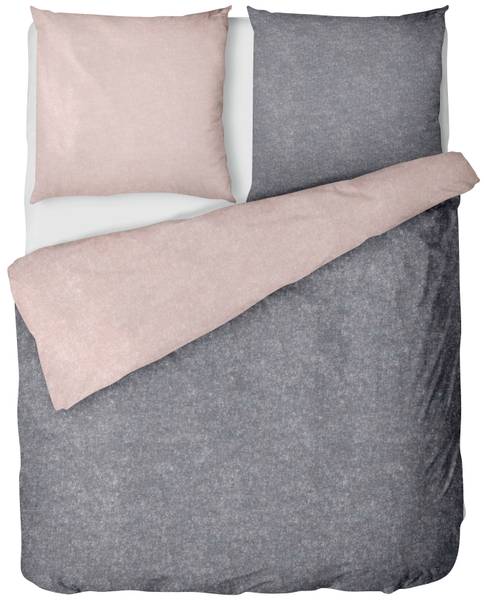 Wende Bettwäsche Rosa Anthrazit - Biber 135 x 200 cm