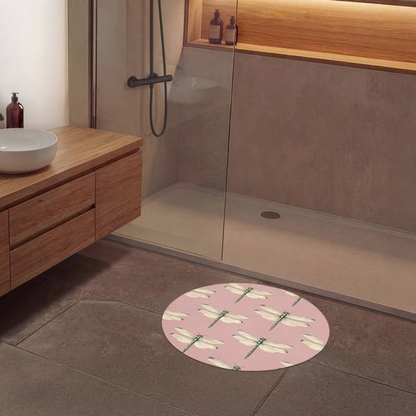 BADEZIMMERTEPPICH Libellen Pink - Microfaser - 70 x 70 x 1 cm