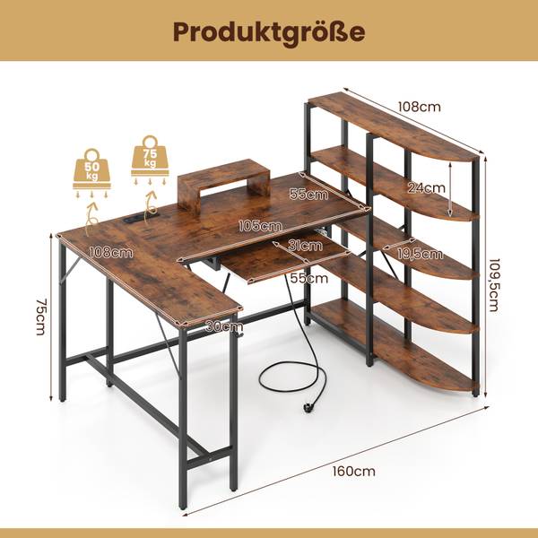 Computertisch ON32151PQ Braun