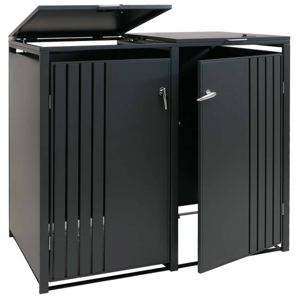 Cache-poubelle 2 places O67 Anthracite - Largeur : 132 cm