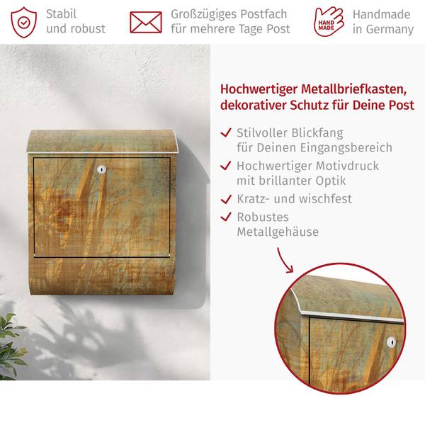 Briefkasten Blumen Ornamentstruktur Braun - Stahl - 39 x 46 x 13 cm
