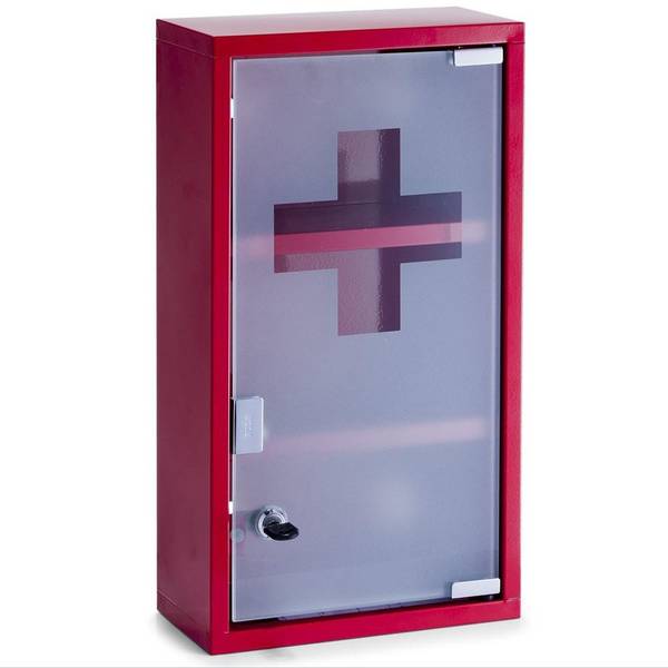 Medizinschrank, Metall, rot, 25x12x45cm kaufen