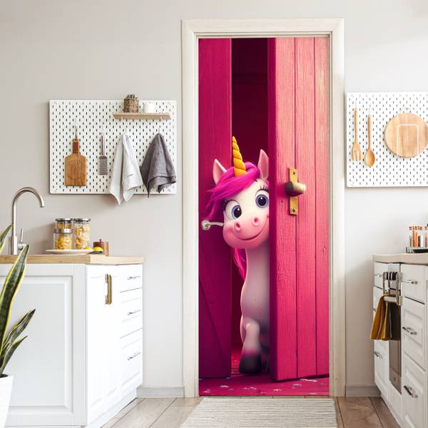 FOTOTAPETE TÜR Einhorn Tür 95 x 235 cm