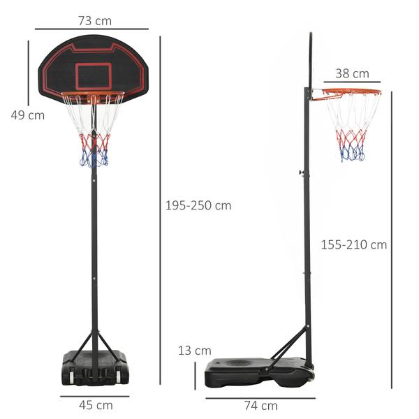 Basketballkorb CO397 Schwarz - Metall - 49 x 250 x 131 cm