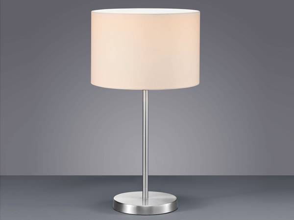 Große Nachttischlampe Stoffschirm Weiß Silber - Weiß - Metall - Textil - 30 x 55 x 30 cm