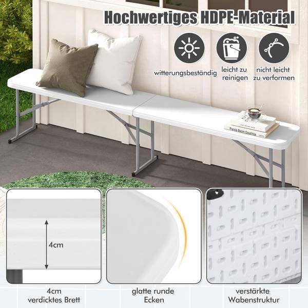 Bierbank ZB33013IT-3DE Weiß - Metall - 28 x 43 x 182 cm