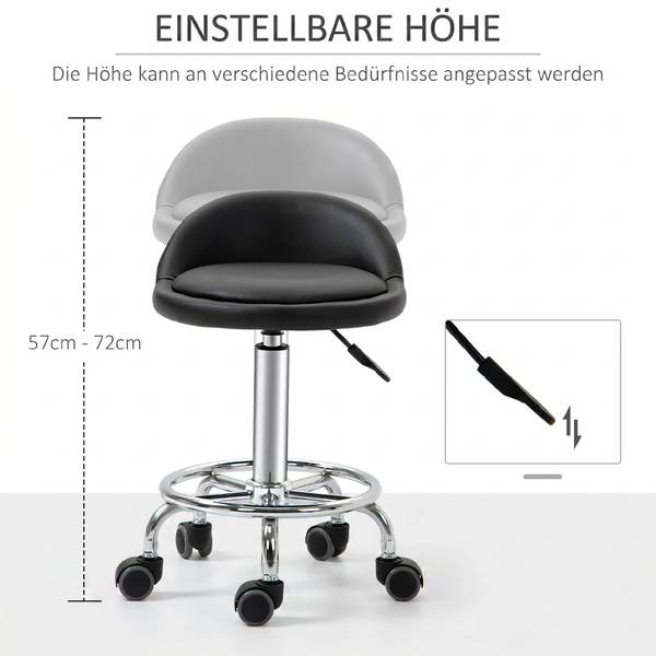 Arbeitsdrehhocker 503-016 2er Set Schwarz - Kunstleder - 38 x 72 x 38 cm