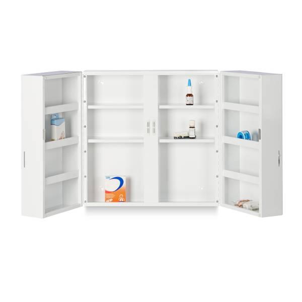 Armoire à pharmacie XXL en métal acier Argenté - Blanc - Acier - 53 x 53 x 20 cm
