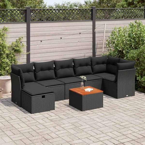 Loungeset 3036489-1 (8-delig) zwart - polyester - staal - 62 x 69 x 62 cm