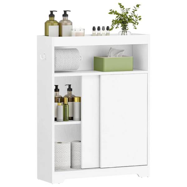 Nischenschrank mit Toilettenpapierhalter Weiß - Holzwerkstoff - 20 x 80 x 60 cm