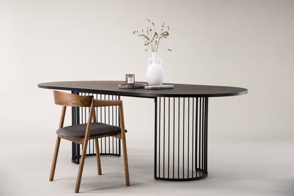 Eettafel Hamneskar zwart - plaatmateriaal op houtbasis - metaal - 220 x 75 x 110 cm