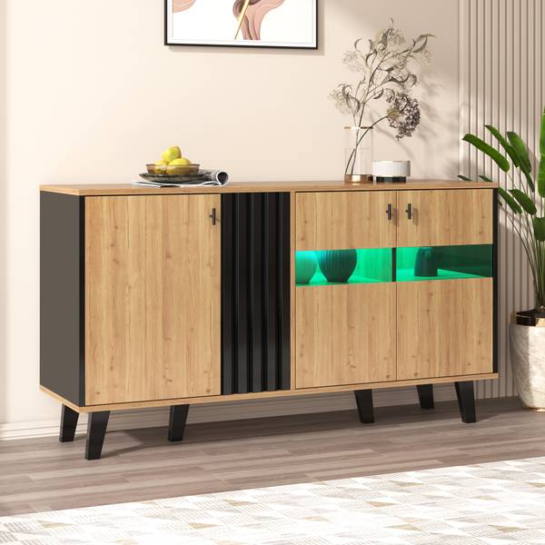 Sideboard Cronus Ⅶ Braun - Kiefer - Stahl - 140 x 78 x 41 cm