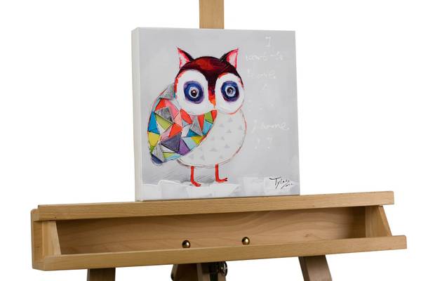 Impression sur toile Hibou Momo Coton - 25 x 25 x 4 cm
