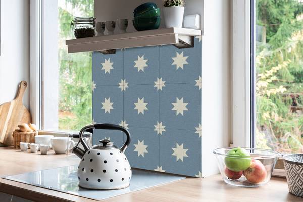 Zelfklevende Tegels Septem set van 9 blauw - polyester-PVC - 30 x 30 x 0 cm