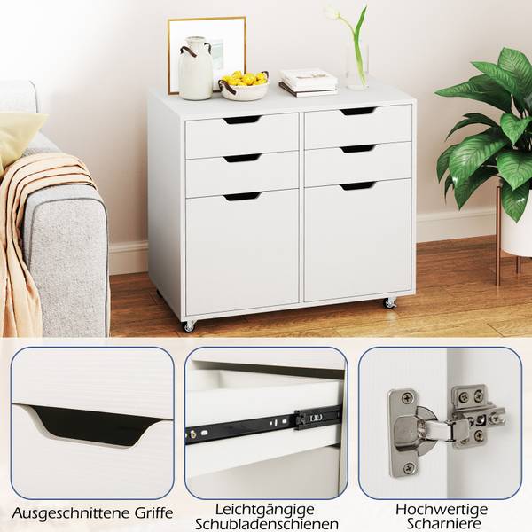 Kommoden VH34247ITDE Weiß - Holzwerkstoff - 40 x 65 x 73 cm